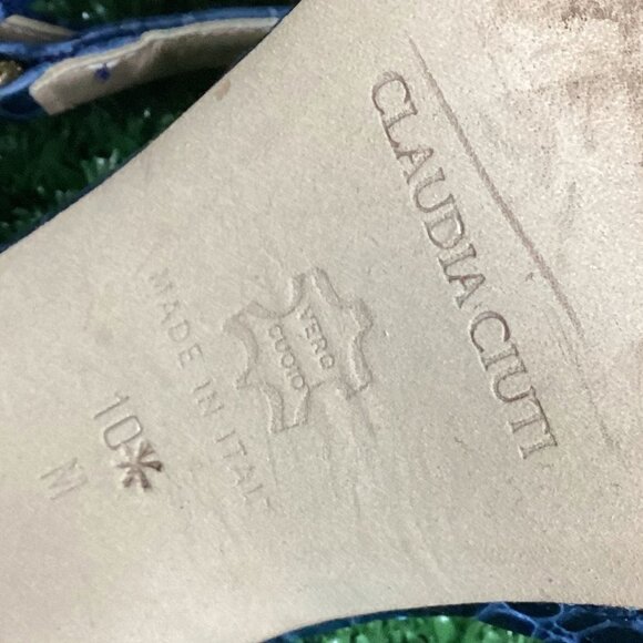 Vintage Claudia Ciuti Blue Sandal Heel Pumps 10M - Picture 10 of 13